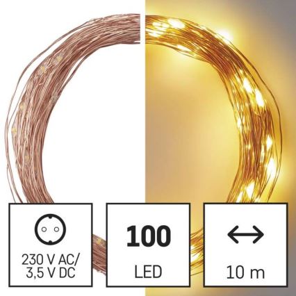 LED Kalėdinė lauko girlianda 100xLED/15m IP44 šiltai balta