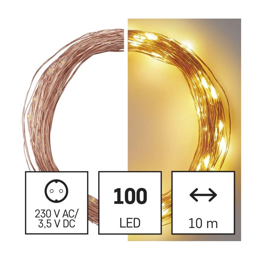 LED Kalėdinė lauko girlianda 100xLED/15m IP44 šiltai balta