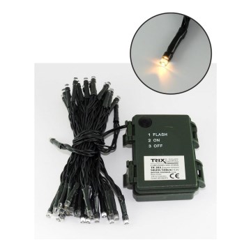 LED Kalėdinė lauko girlianda 100xLED/2 funkcijos/3xAA 10,8m IP44 šilta balta
