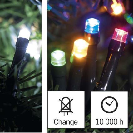 LED Kalėdinė lauko girlianda 100xLED/8 režimai15m IP44 šaltai balta/daugiaspalvė