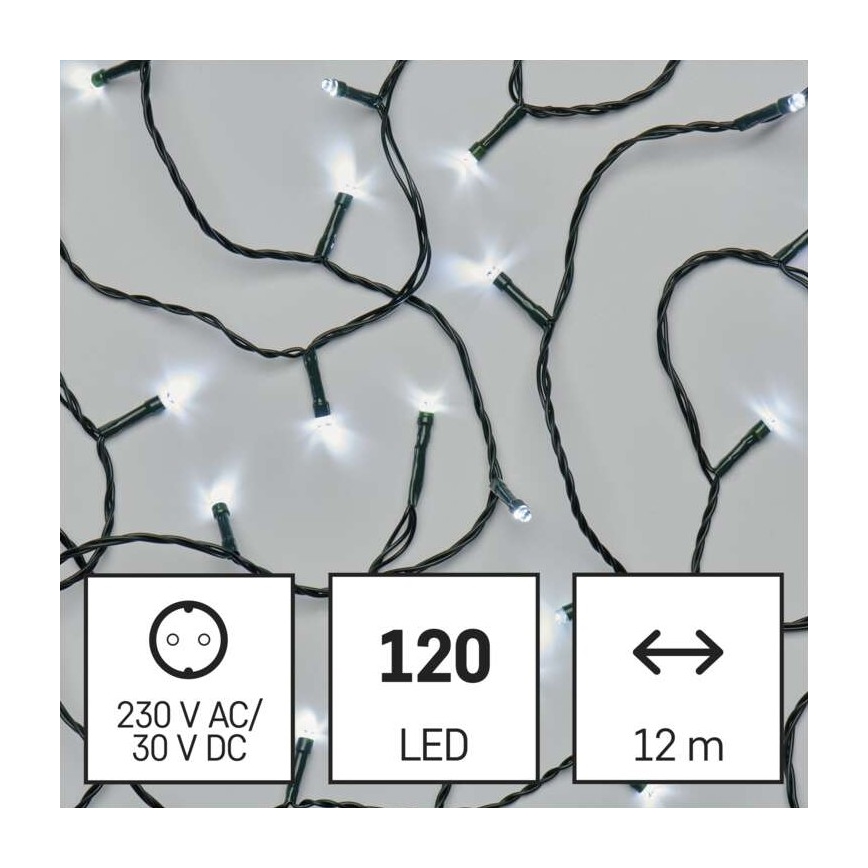 LED Kalėdinė lauko girlianda 120xLED/17m IP44 šaltai balta