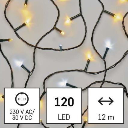 LED Kalėdinė lauko girlianda 120xLED/17m IP44 šiltai/šaltai balta