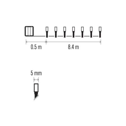 LED kalėdinė lauko girlianda 120xLED/3xAA 8,9m IP44 šilta balta