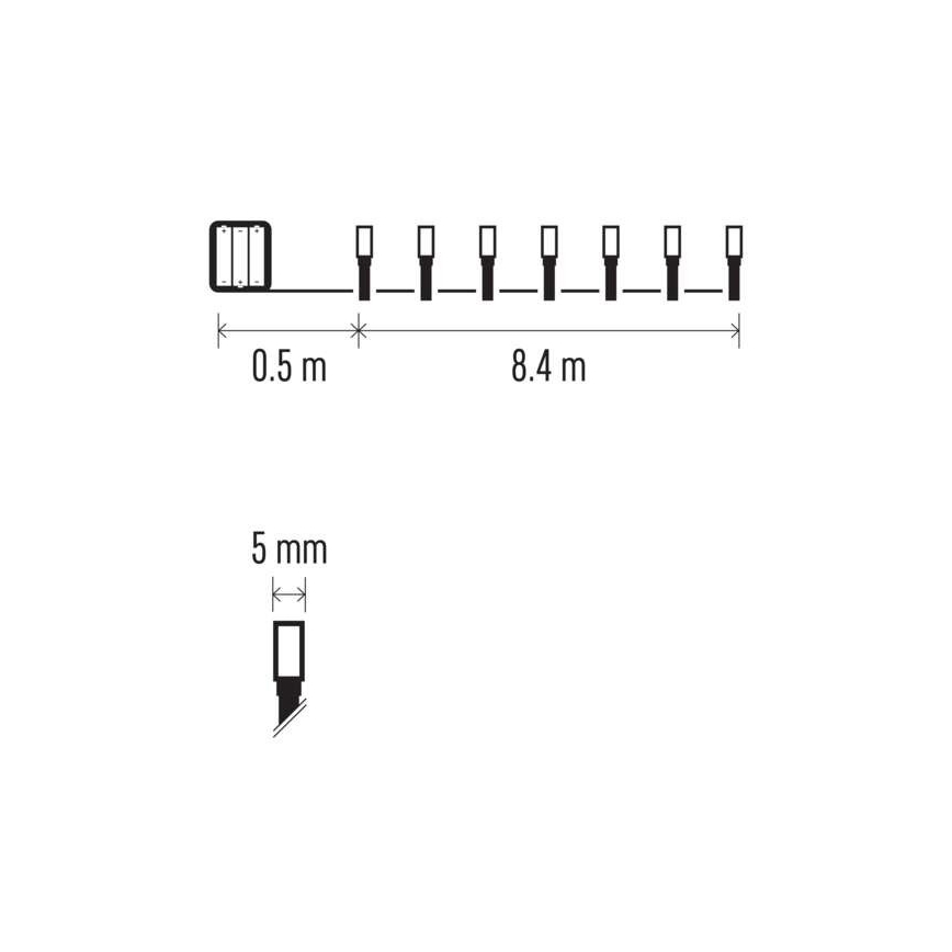 LED Kalėdinė lauko girlianda 120xLED/3xAA 8,9m IP44 šiltai balta