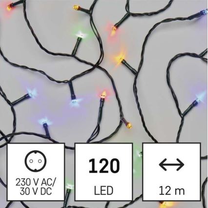 LED Kalėdinė lauko girlianda 120xLED/8 režimai 17m IP44 daugiaspalvė