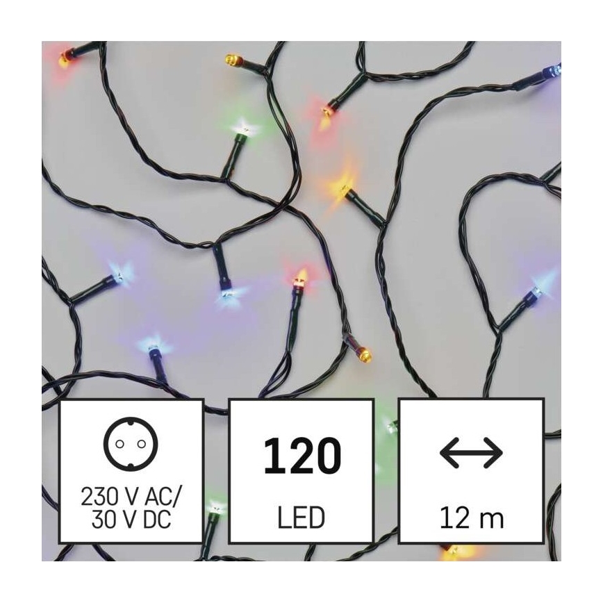 LED Kalėdinė lauko girlianda 120xLED/8 režimai 17m IP44 daugiaspalvė