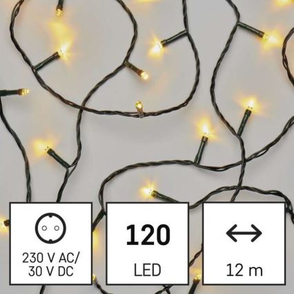 LED Kalėdinė lauko girlianda 120xLED/8 režimai 17m IP44 šiltai balta