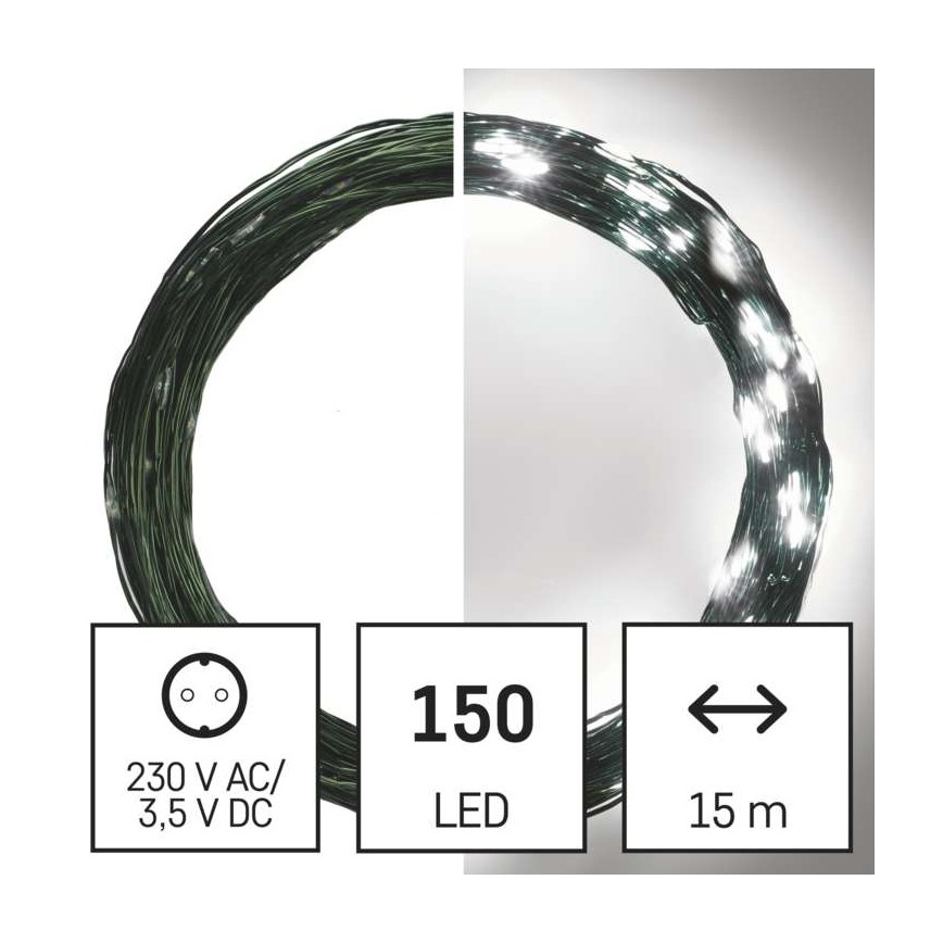 LED Kalėdinė lauko girlianda 150xLED/20m IP44 šaltai balta