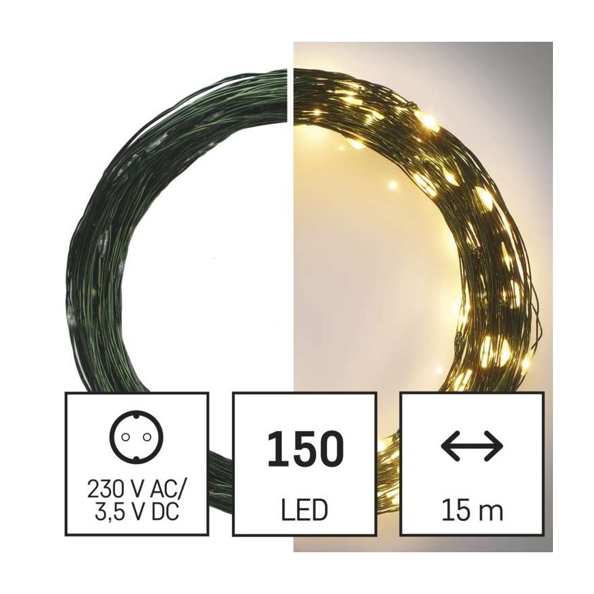 LED Kalėdinė lauko girlianda 150xLED/20m IP44 šiltai balta