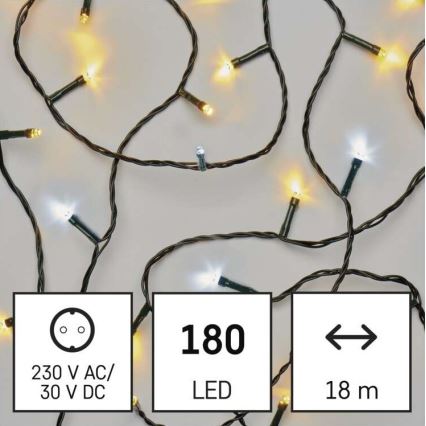 LED Kalėdinė lauko girlianda 180xLED/23m IP44 šiltai/šaltai balta
