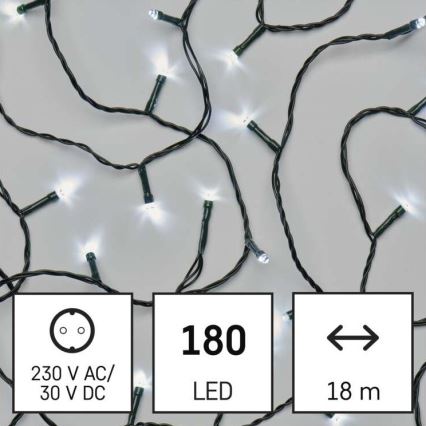 LED Kalėdinė lauko girlianda 180xLED/8 režimai 23m IP44 šaltai balta