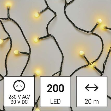 LED Kalėdinė lauko girlianda 200xLED/25m IP44 šiltai balta