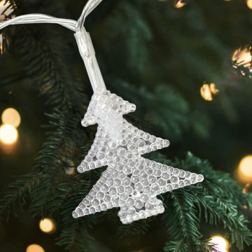 LED kalėdinė lauko girlianda 20xLED/2xAA 2,2 m IP44 daugiaspalvė, eglutėlių formos