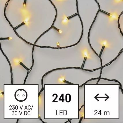 LED Kalėdinė lauko girlianda 240xLED/8 režimai 29m IP44 šiltai balta