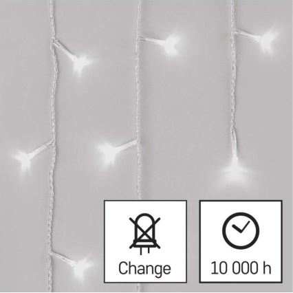 LED Kalėdinė lauko girlianda 300xLED/8 režimai 10m IP44 šaltai balta + valdymo pultas