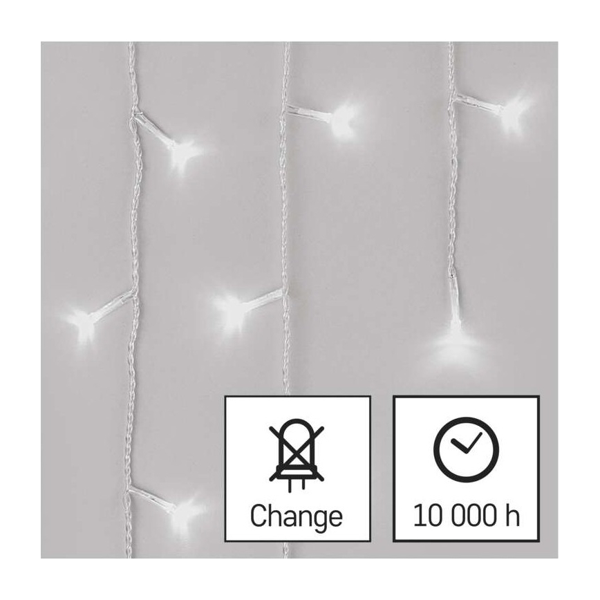 LED Kalėdinė lauko girlianda 300xLED/8 režimai 10m IP44 šaltai balta + valdymo pultas