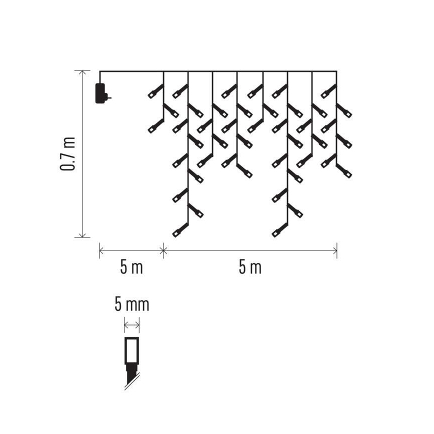 LED Kalėdinė lauko girlianda 300xLED/8 režimai 10m IP44 šaltai balta + valdymo pultas