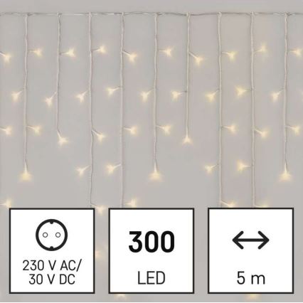 LED Kalėdinė lauko girlianda 300xLED/8 režimai 10m IP44 šiltai balta + nuotolinio valdymo pultas