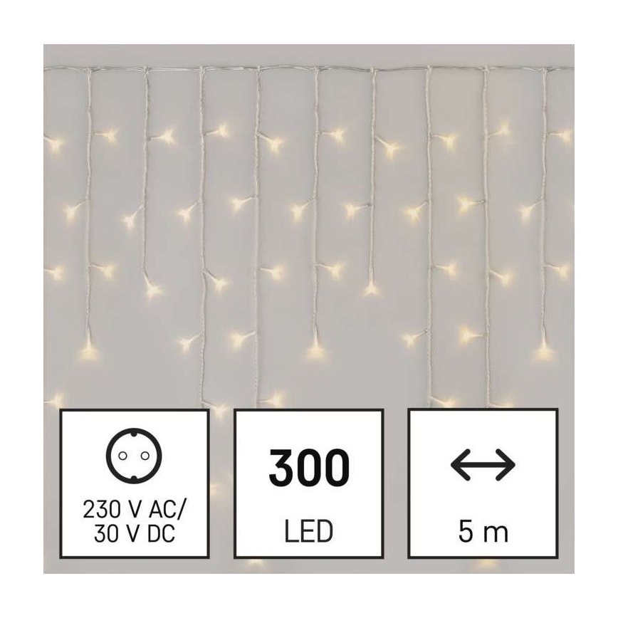 LED Kalėdinė lauko girlianda 300xLED/8 režimai 10m IP44 šiltai balta + valdymo pultas