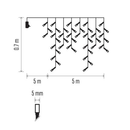 LED Kalėdinė lauko girlianda 300xLED/8 režimai 10m IP44 šiltai balta + valdymo pultas