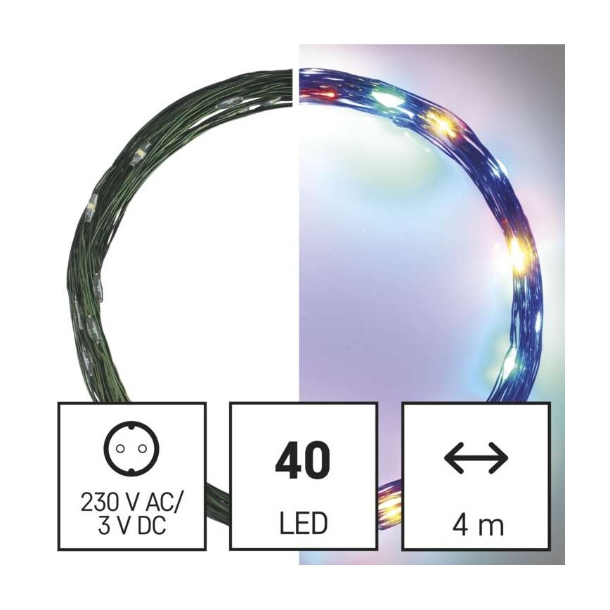 LED Kalėdinė lauko girlianda 40xLED/9m IP44 daugiaspalvė