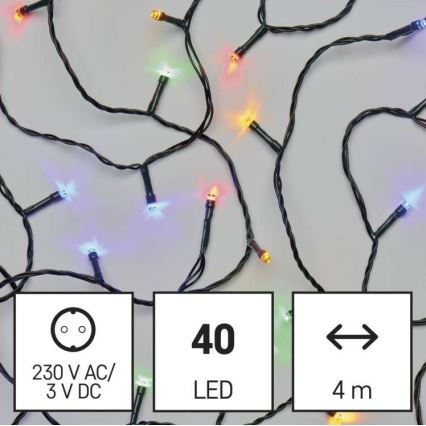 LED Kalėdinė lauko girlianda 40xLED/9m IP44 daugiaspalvė