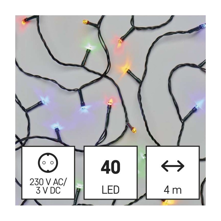 LED Kalėdinė lauko girlianda 40xLED/9m IP44 daugiaspalvė