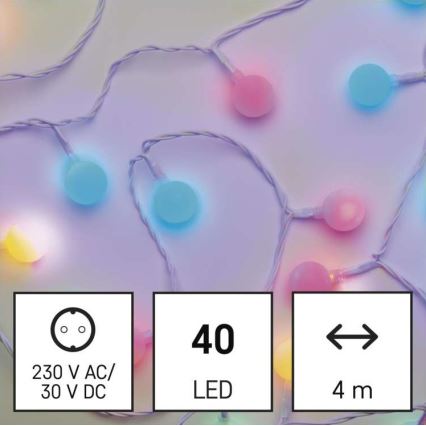 LED Kalėdinė lauko girlianda 40xLED/9m IP44 daugiaspalvė