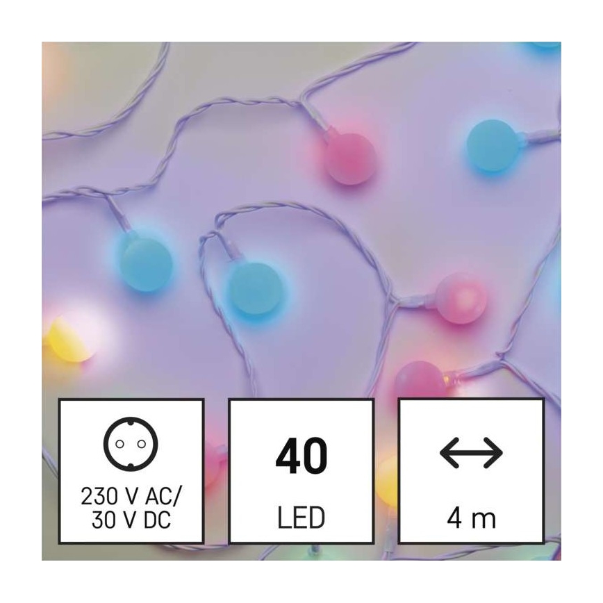 LED Kalėdinė lauko girlianda 40xLED/9m IP44 daugiaspalvė