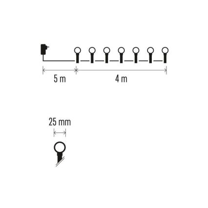 LED Kalėdinė lauko girlianda 40xLED/9m IP44 daugiaspalvė