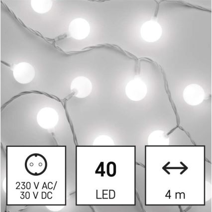 LED Kalėdinė lauko girlianda 40xLED/9m IP44 šaltai balta