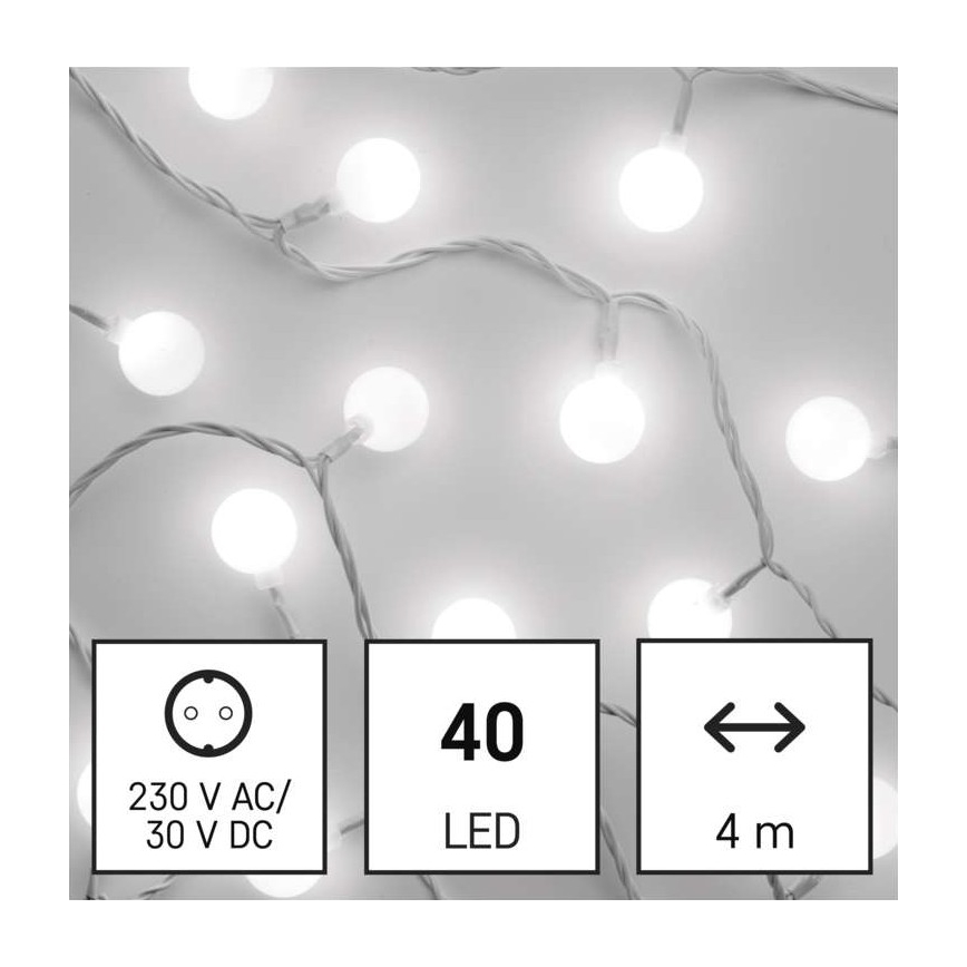 LED Kalėdinė lauko girlianda 40xLED/9m IP44 šaltai balta
