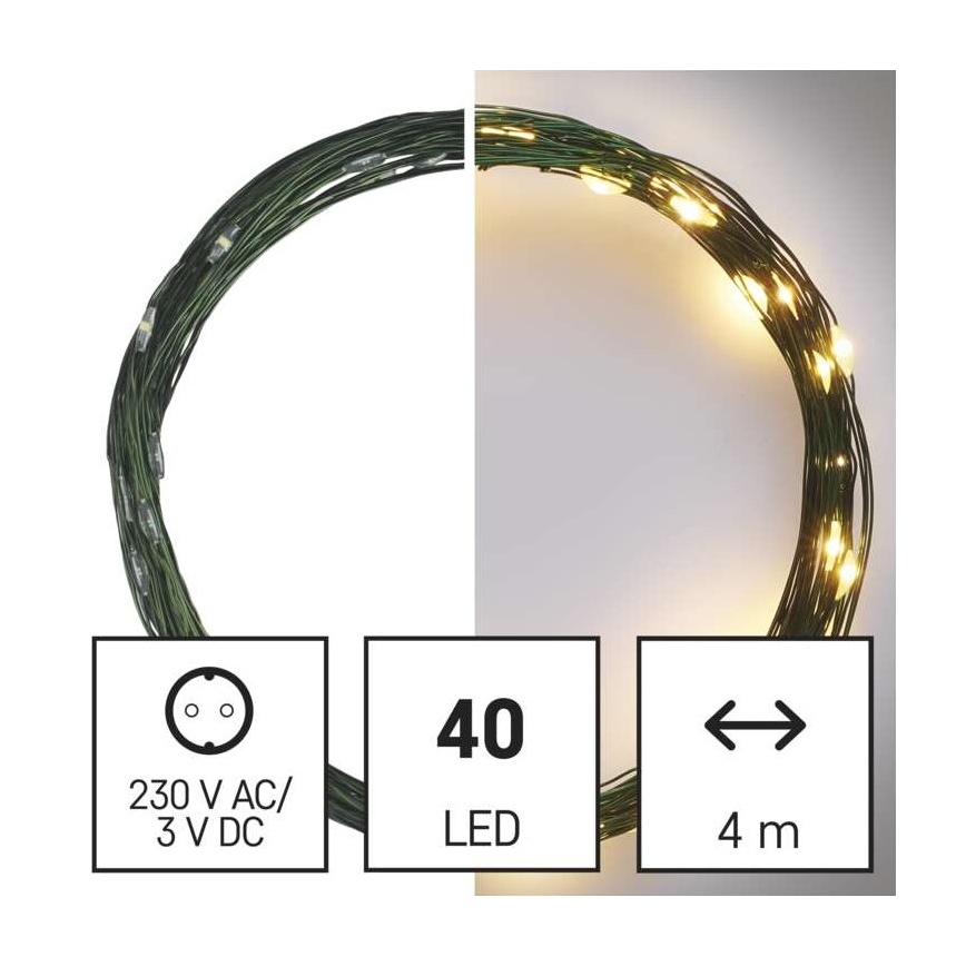 LED Kalėdinė lauko girlianda 40xLED/9m IP44 šiltai balta