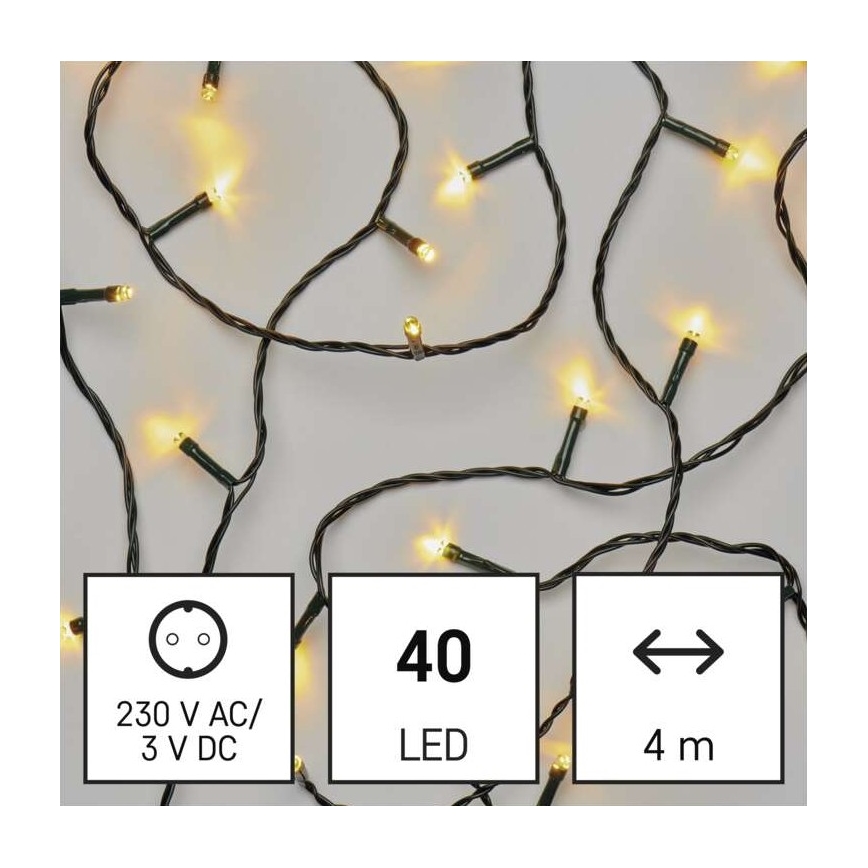 LED Kalėdinė lauko girlianda 40xLED/9m IP44 šiltai balta