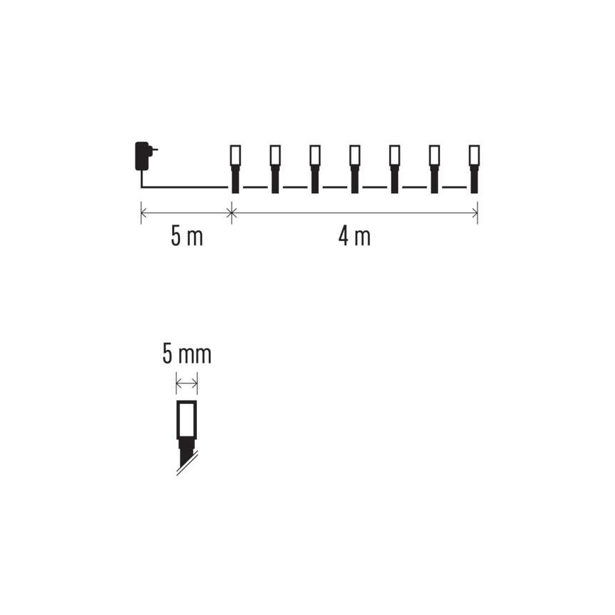LED Kalėdinė lauko girlianda 40xLED/9m IP44 šiltai balta
