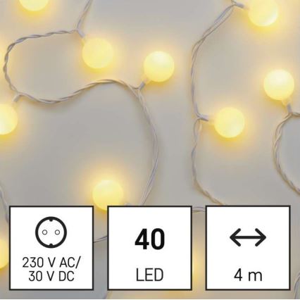 LED Kalėdinė lauko girlianda 40xLED/9m IP44 šiltai balta