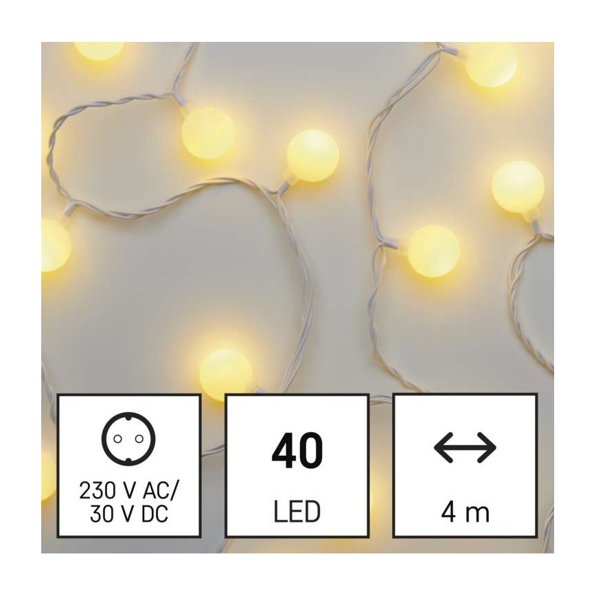 LED Kalėdinė lauko girlianda 40xLED/9m IP44 šiltai balta