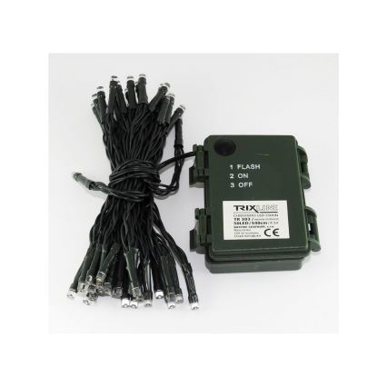 LED Kalėdinė lauko girlianda 50xLED/2 funkcijos 5,4m IP44 šaltai balta