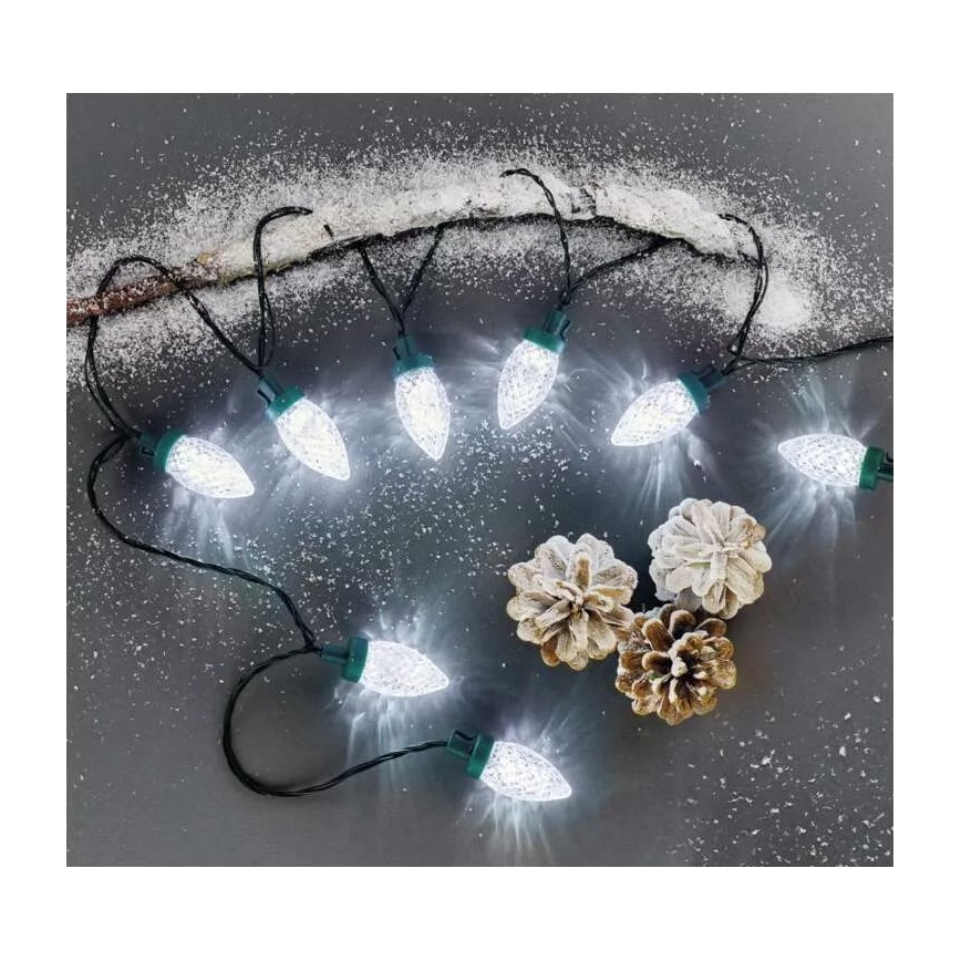LED Kalėdinė lauko girlianda 50xLED/8 funkcijos 14,8 m IP44 šaltai balta