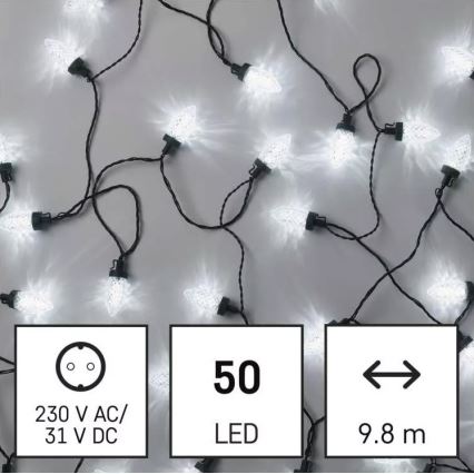 LED Kalėdinė lauko girlianda 50xLED/8 funkcijos 14,8 m IP44 šaltai balta