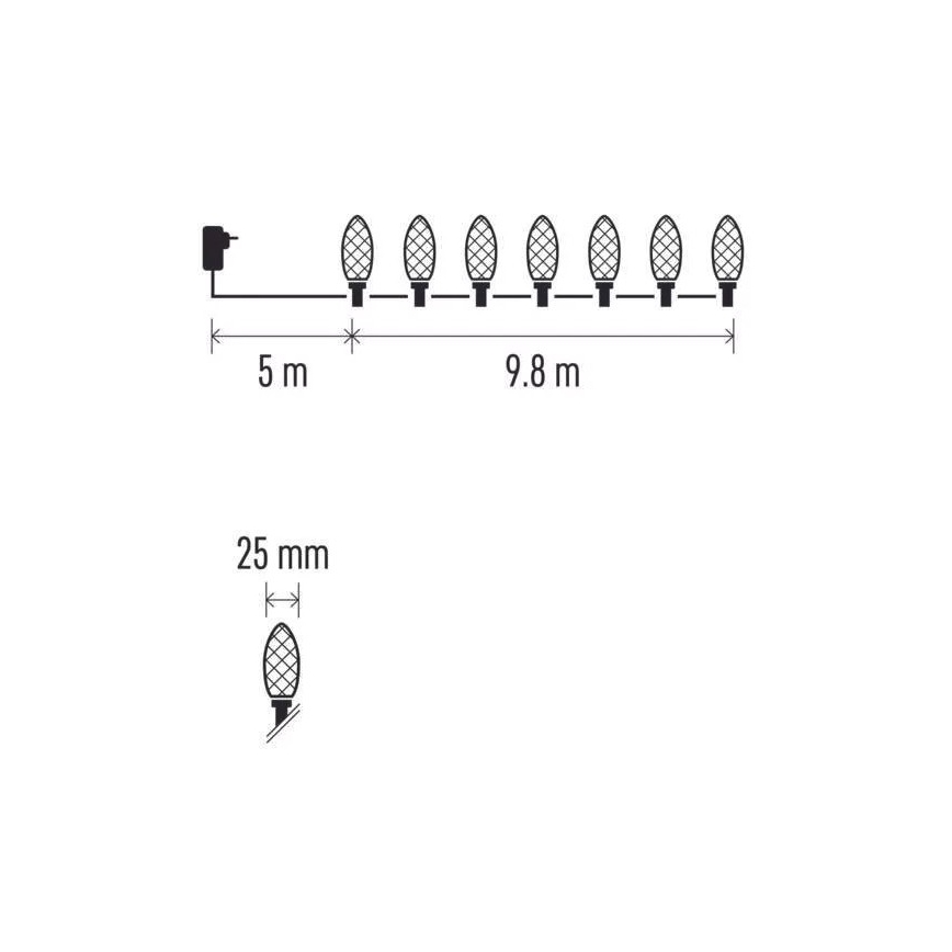 LED Kalėdinė lauko girlianda 50xLED/8 funkcijos 14,8 m IP44 šaltai balta