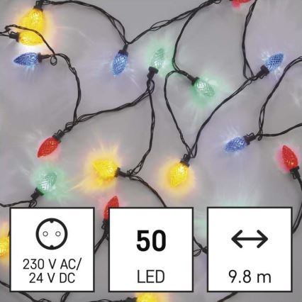 LED Kalėdinė lauko girlianda 50xLED/8 režimai 14,8m IP44 daugiaspalvė