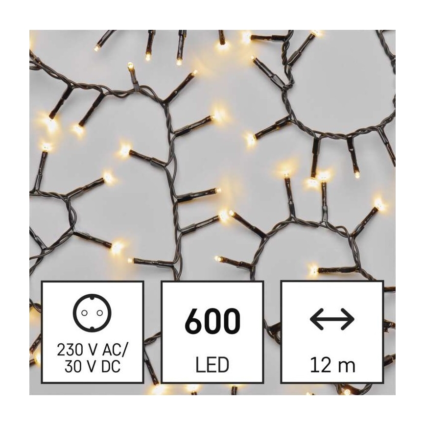 LED Kalėdinė lauko girlianda 600xLED/17m IP44 šiltai balta