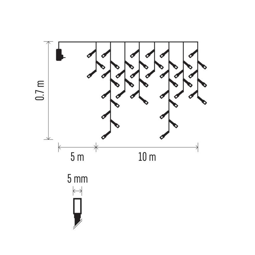 LED Kalėdinė lauko girlianda 600xLED/8 režimų 15m IP44 šaltai balta