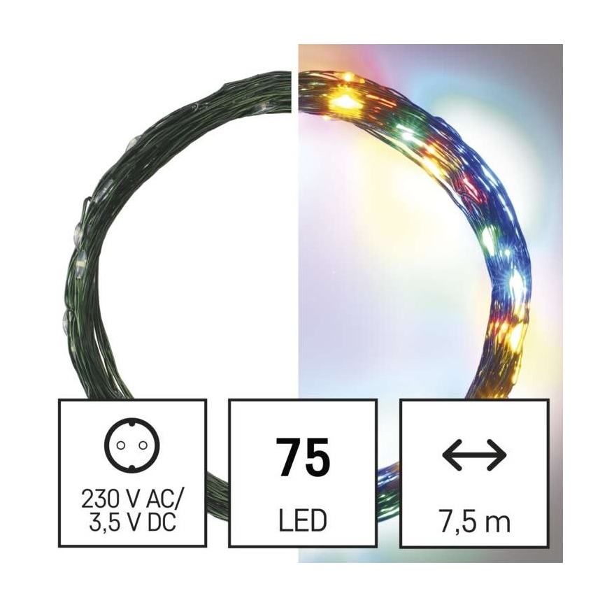 LED Kalėdinė lauko girlianda  75xLED/12,5m IP44 daugiaspalvė
