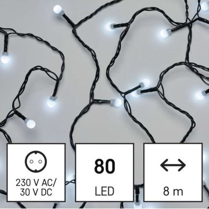 LED Kalėdinė lauko girlianda 80xLED/13m IP44 šaltai balta