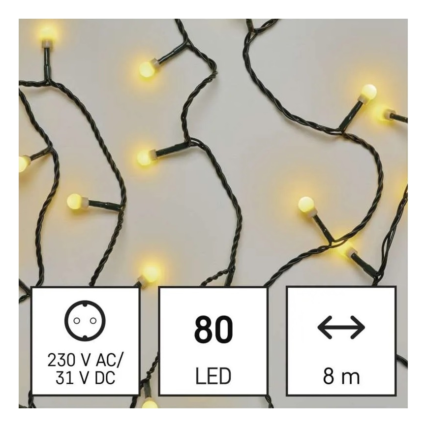 LED Kalėdinė lauko girlianda 80xLED/13m IP44 šiltai balta