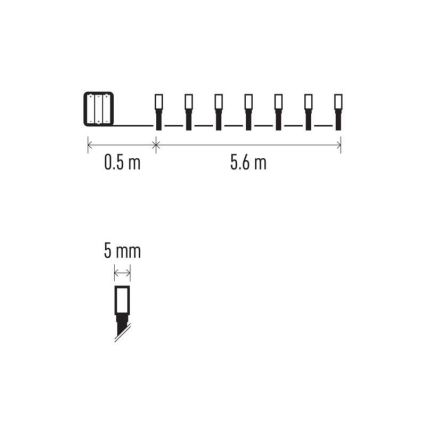 LED kalėdinė lauko girlianda 80xLED/3xAA 6,1m IP44 šilta balta