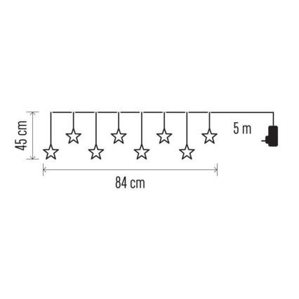 LED Kalėdinė lauko girlianda 8xLED/5,84m IP44 žvaigždės