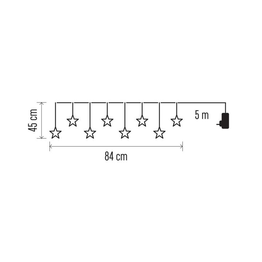 LED Kalėdinė lauko girlianda 8xLED/5,84m IP44 žvaigždės
